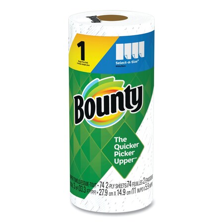 Bounty Select-a-Size Roll Paper Towels, 2-Ply, White, 5.9 x 11, 74 Sheets 65517